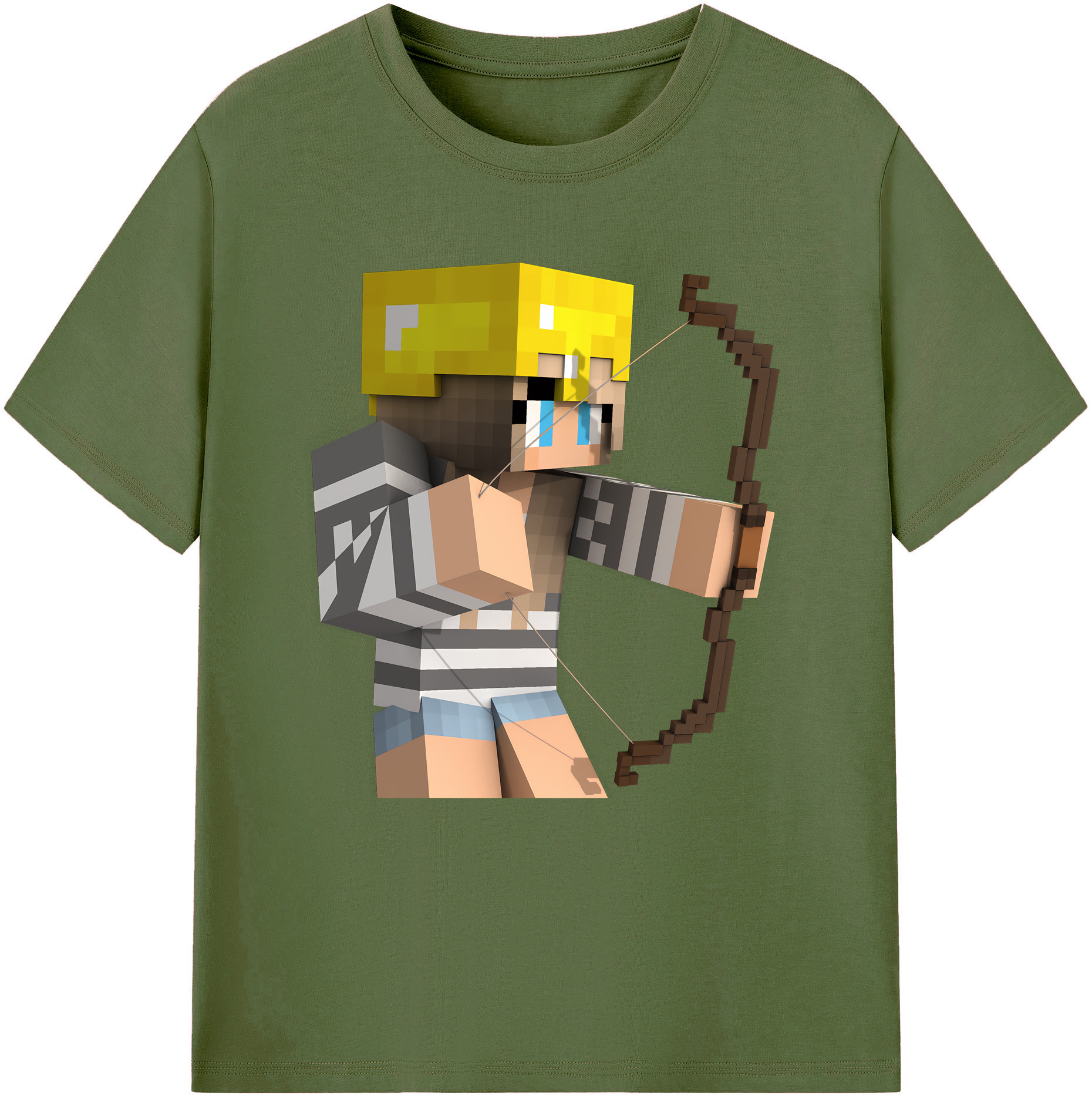 （画像用） マインクラフト ブロックの世界 Minecraft MC Block world 綿100％半袖Tシャツ（フロントプリント）